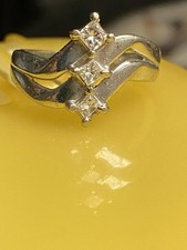 14k White Gold Ring with 1/2 TCW Princess Cut Diamonds  6  Grams