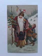 Alte Glückwunschkarte mit Weihnachtsmann(1),ca 1910.