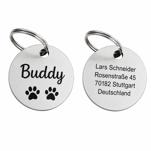 Hundeanhänger edelstahl rund - edelstahl,