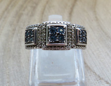 Art Deco 925 Silber Ring Gr. 60 mit 12 x Saphir + weiße Topase sehr edel