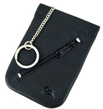 Schlüsselglocke Schlüsseletui Schlüsseltasche Echt Leder Dolphin Außenfach Black