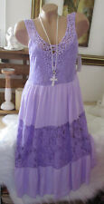 Neu Italy Häkel Spitze Kleid Träger Blogger Sommer Hippie Flieder IBIZA 36 38 40