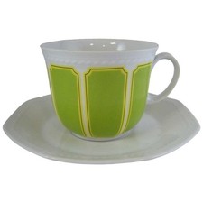 Kaffeetasse mit Untertasse & Schirnding Paris weiss grün Bavaria