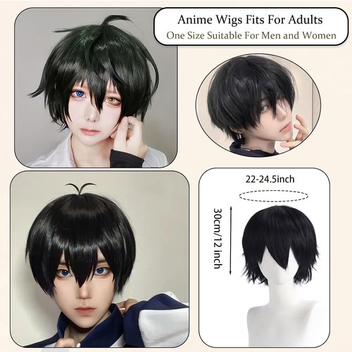 Anime perücke schwarz kurz - perücke,