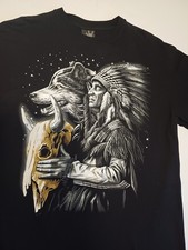 Hot Rock   Indianer - Wolf Print,     T-Shirt,    Grösse XXL   fester Bw - Stoff
