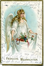 AK Fröhliche Weihnachten! Noel! Weihnachts-Engel, Schürze, Spielzeug 1905