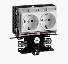 Hager SL200559409016 Geräteträger Steckdose 2-fach, verkehrsweiß