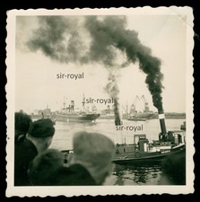 Dampfschlepper Hedwig im Hafen - 1930er - Lost Place Schiff - Foto 6x6cm