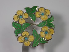 Vintage antike Brosche Mexico 925er Sterlingsilber Floral verziert mit Blumen