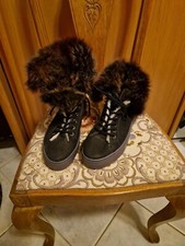 Donna Carolina Damen Leder,Echt Pelz Gr.41 Blau