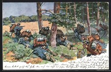 Künstler-AK Anton Hoffmann - München: Infanterie pirscht sich an den Feind hera 