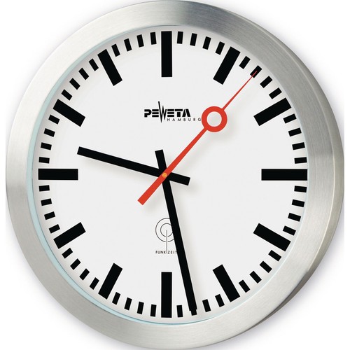 Wanduhr funkuhr alu - wanduhr, alu.mattsilber