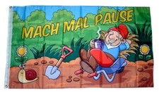 Fahne / Flagge Mach mal Pause Gartenzwerg 90 x 150 cm