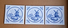 DDR: 3 Fliesen Delft Mühle