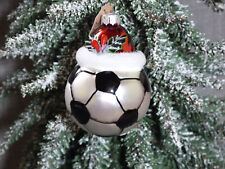 Weihnachtsbaumkugel Fußball INGE GLAS Nikolaus Mütze 9cm Figur Ball Weihnachten