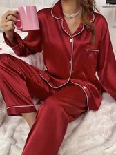 Satin Schlafanzug Damen Pyjama