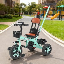 3in1 Dreirad mit Schubstange Laufrad Lenkstange Kinderdreirad Baby PU-Sitzkissen