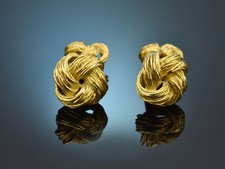 EDLE KNOTEN MANSCHETTENKNÖPFE AUS SCHWEREM GOLD 750 AUS FRANKREICH UM 1960