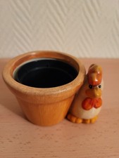 Blumentopf Huhn klein 6 cm hoch 8 cm Durchmesser Keramik Kunststoffeinsatz Topf