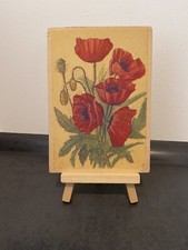 Vintage Postkarte rote Mohnblumen, Knospen, Kunst, sehr alt