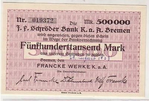 Banknote inflation 500000 mark - banknote,