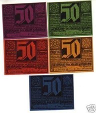 5 Banknoten Notgeld Stadt