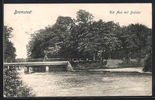 Bad Bramstedt, Auepartie mit Brücke, Ansichtskarte 1912 