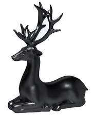 Dekofigur Rentier Hirsch Liegend Schwarz Advent Weihnachten Deko Polyresin 21cm