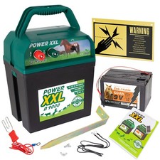 Weidezaungerät Power XXL B 9.000 9V 12V mit Batterie und int. Warnschild Pferd