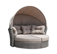 Liegeinsel Sonneninsel Liegemuschel  MARBELLA 200x187cm Rattan grau, 2. WAHL