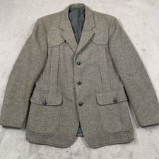M&S Tweed Sakko Herren 42 R Grau Norfolk Wolle England Blazer Militär Jagd