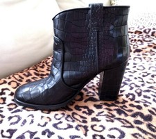 Echt-LEDER  Stiefeletten  Schwarz Krokoprägung Gr.41  Neupreis  129E - wie Neu