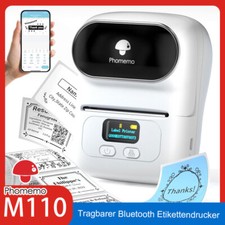 Phomemo M110 Etikettendrucker Beschriftungsgerät Tragbarer Bluetooth Barcode LOT