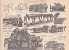Webmaschinen Kardiermaschine HOLZSTICH von 1882 Baumwollindustrie Baumwolle