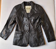 DAVID MOORE: Lederblazer schwarz Größe 36 - gebraucht