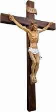 Wandkreuz Kruzifix Kreuz aus Holz Jesus Christus Figur Holzkreuz 45cm Taufe