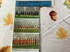 Seite aus dem Fußball Bergmann Album 74/75 Die 3 WM Sieger WM74 Gedruckt Gebr.