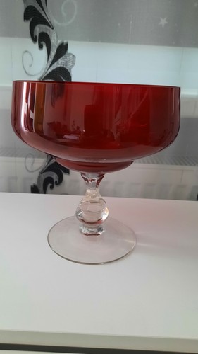 Glasschale mit fuß rot - glasschale, fuß,rot