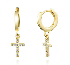 2 Kreuz Creolen Ohrringe 925 Silber  Damen Herren Kreolen Geschenk gothik mini