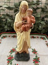 Alte Heiligenfigur Madonna mit Kind Gips