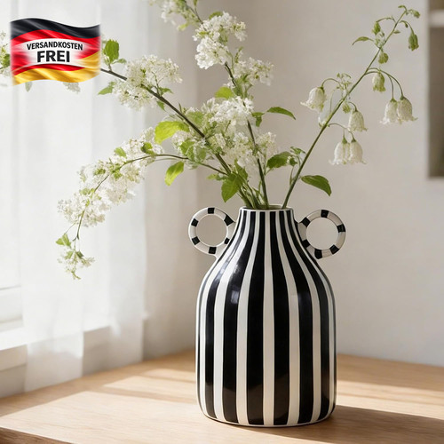 Schwarz weiß vase keramik - schwarz,