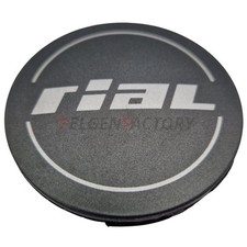 1X Rial Nabendeckel 64mm Graphit Matt (N32) Logo Silber (RIJ) - Original Felg...