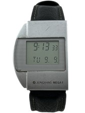 Herrenarmbanduhr Funkuhr LCD Junghans Mega 1 Quartz Day & Date, funktioniert