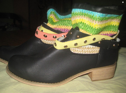 Neu schwarz bunte kurzstiefel - schwarz-,
