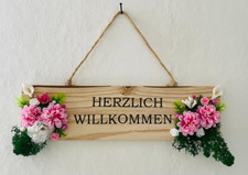 Türdeko, Willkommen, Holz, Natur, Dekohänger, Blumen, ganzjährig, Handarbeit