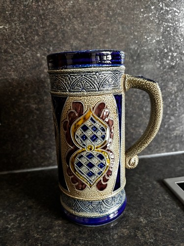 Bierkrug salzglasiert blaugrau