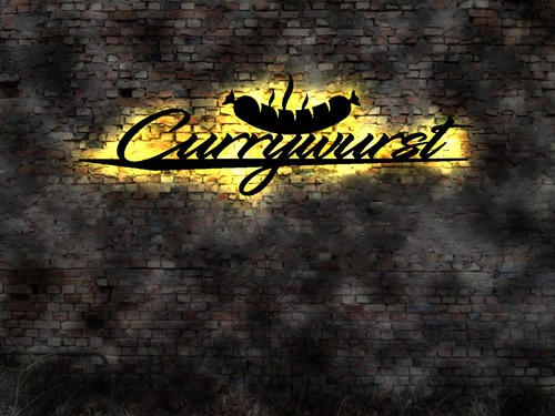 Wandbild schild currywurst - wandbild,