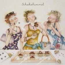 Holzbild Schokohimmel | Freundin Kuchen Schokolade | Bild Druck Wandbild 20 cm