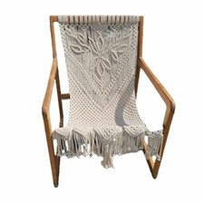 Santai Stuhl aus Teakholz mit Macramé-Sitzfläche