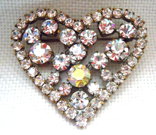 Strass brosche herz - strass, herz---